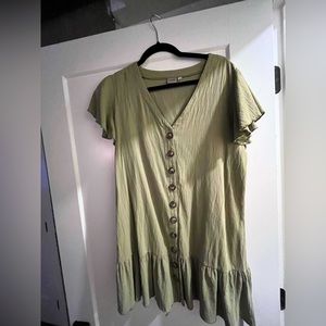 Olive green dress with buttons
